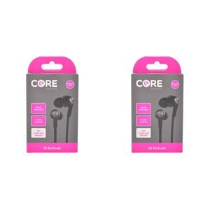2PK Core Essentials 3.5mm X6 Earphones/Earbuds In-Ear Wired w/ Mic - Black