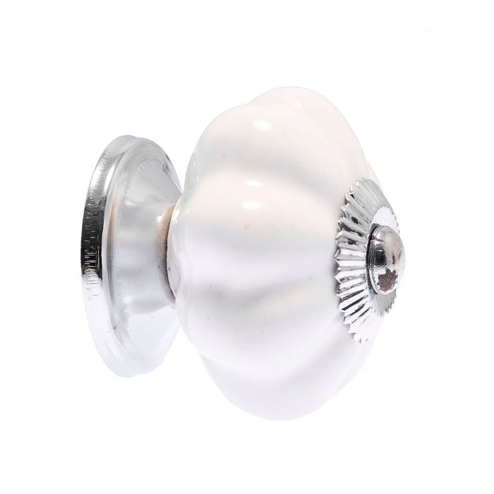 Lane 43mm White Ceramic Flower Knob - 6 Pack
