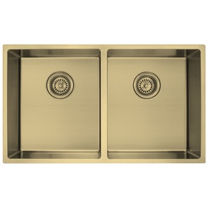 Mondella Light Gold Double Bowl Sink Rectangular Inset / Undermount