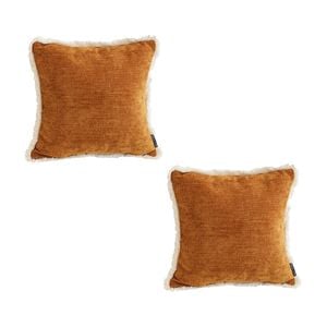 SOGA 2X 45cm Sunset Orange Chenille Throw Pillows – Textured with Tassels