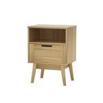 Artiss Bedside Rattan Drawers Side Table Wood