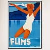 Galrie Stunning Vintage Travel Poster of Flims, Switzerland European Art Print Art Décor, Black Frame, A0 84 x 119cm (33x47inch)