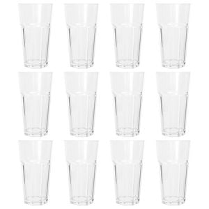 Argon Tableware 665ml Plastic Highball Glasses - Set of 12 - Clear Reusable Cocktail Champagne Fizz Cola Tumbler Drinking Cups