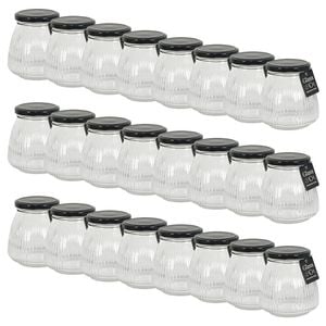 24PK Glass & Co Cleo Taper Ribbed Black Metal Lid Storage Jar 460ml Clear