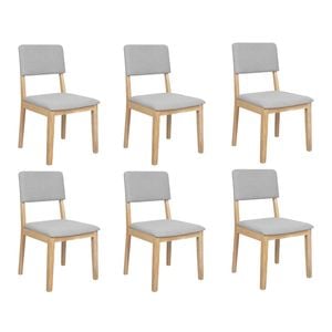 Levede 6Pcs Solid Wood Fabric Seat dining Chair - Natural
