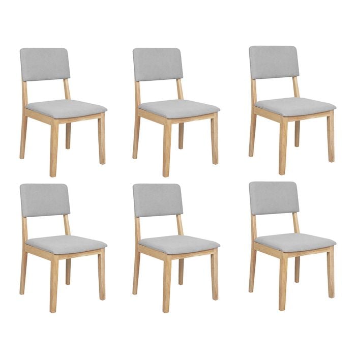 Levede 6Pcs Solid Wood Fabric Seat dining Chair - Natural
