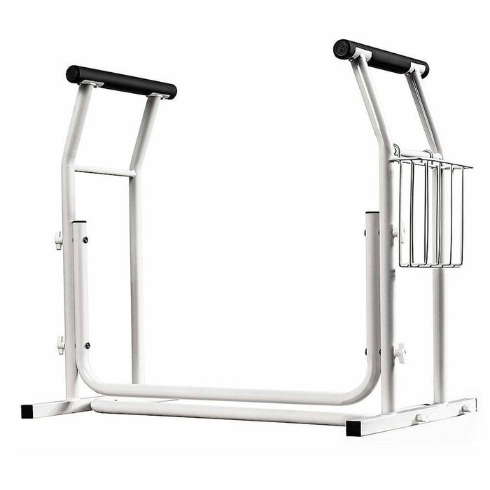 Toilet Surround Support Rails with Basket - Mobility Aid for Elderly & Disabled - Safety Frame with Handrails
