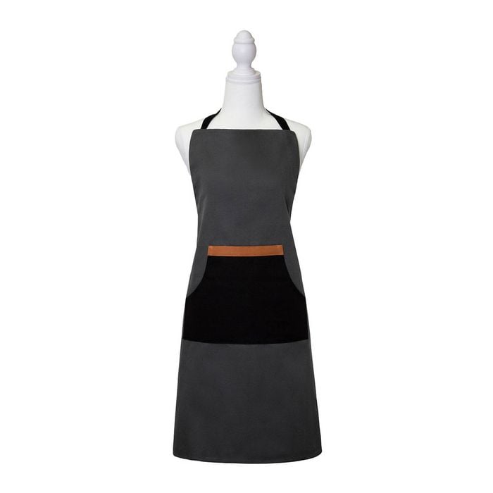 J Elliot Home Selby Cotton Apron 83 x 68 cm Charcoal & Black