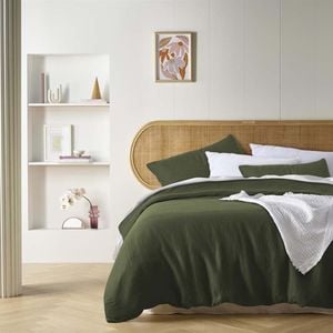 Olive French Linen Quilt Cover Set