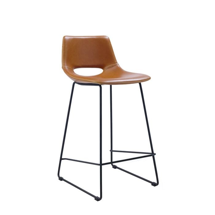 Brown synthetic leather Zahara barstool height 65 cm