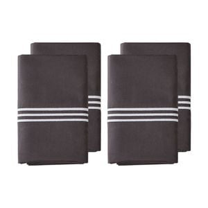 2x 2pc Grosvenor House Hotel Embroidered Standard Pillowcase Charcoal & White