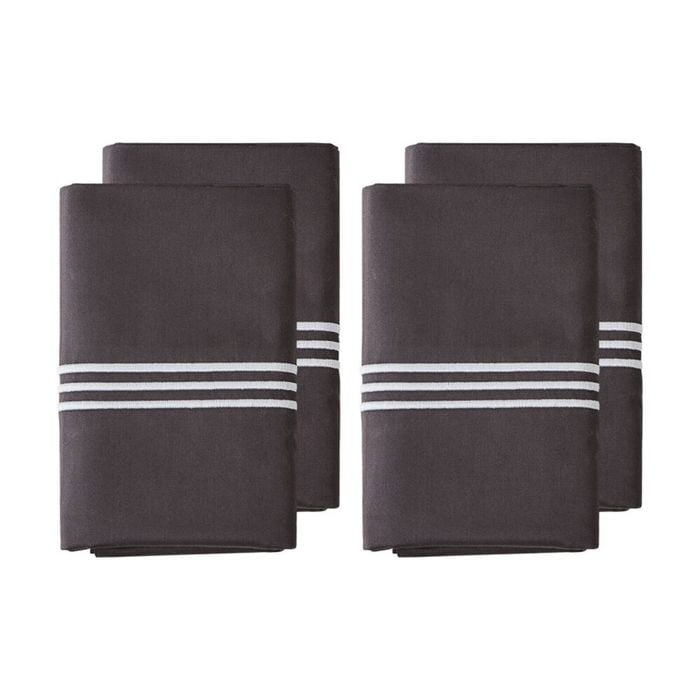 2x 2pc Grosvenor House Hotel Embroidered Standard Pillowcase Charcoal & White