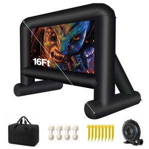 Advwin 16ft Inflatable Movie Screen Outdoor Projector Screen with Blower, Portable Blow Up Cinema for Backyard