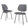 Familand Dining Chairs Set of 2 Corduroy Upholstered Padded Seat in Grey