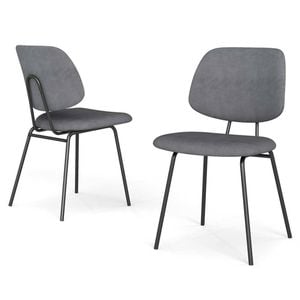 Familand Dining Chairs Set of 2 Corduroy Upholstered Padded Seat in Grey