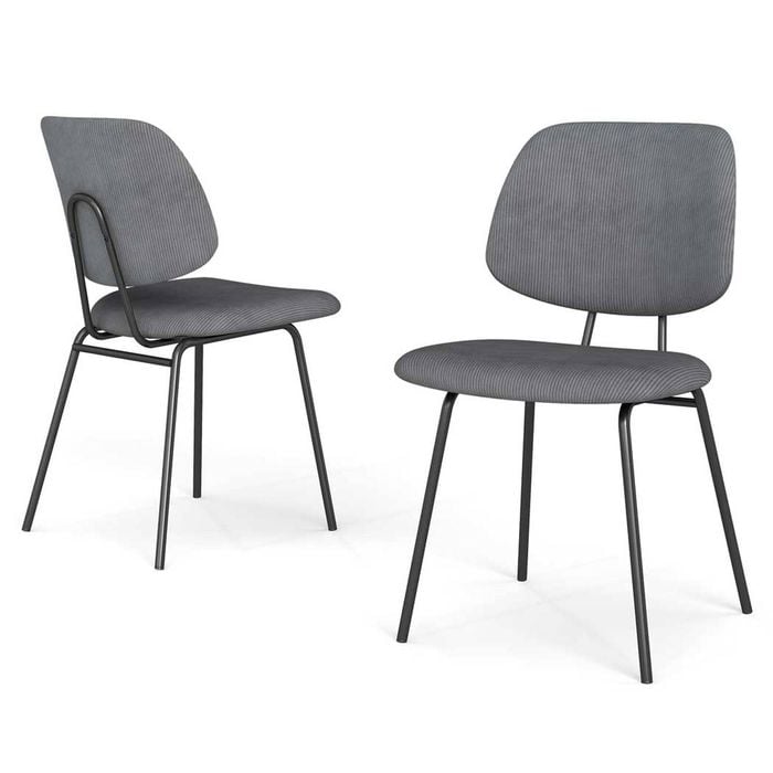 Familand Dining Chairs Set of 2 Corduroy Upholstered Padded Seat in Grey