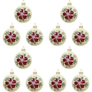 12PK LVD Glass Bauble Bloom Home/Office/Table Xmas Ornament Hanging Decor 8cm