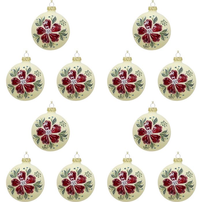 12PK LVD Glass Bauble Bloom Home/Office/Table Xmas Ornament Hanging Decor 8cm
