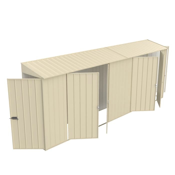 Build-a-Shed 0.8 x 5.2 x 2.0m Cream Tunnel Shed Tunnel Hinged Door Plus Double Hinged Side Doors