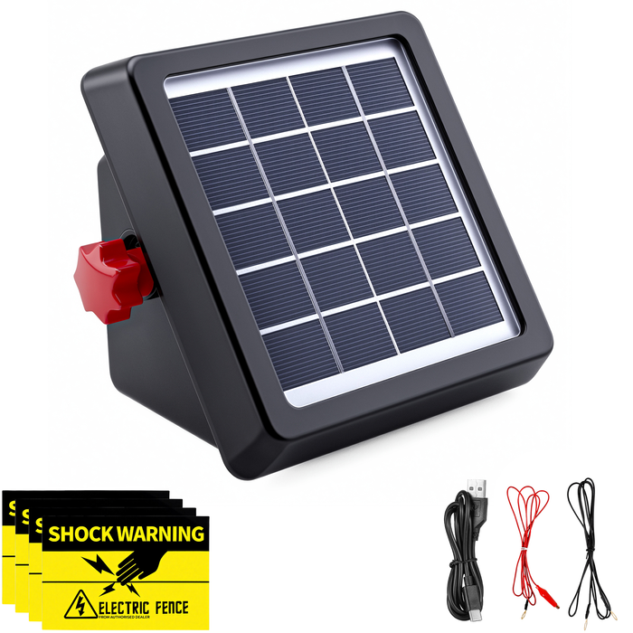 Advwin Electric Fence Energiser 3km/0.13J Solar Powered Energizer Set Waterproof