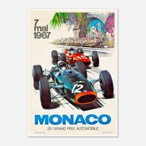 Galrie 1967 Monaco Grand Prix Vintage Racing Poster 25th Anniversary Collector's Art, Poster Only, A3 30 x 42cm (12 x 16inch)