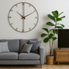 Salesbay 60cm Silent Wall Clock Modern Minimalist Black Frame Metal Home Decor