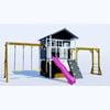 Kidzshack Caboodle Kids Cubby House Kitchen/swing/mon-key Bar - Purple Slide