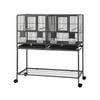 I.pet 106cm 2-in-1 Bird Cage Aviary With Divider Parrot Budgie Wheels Black