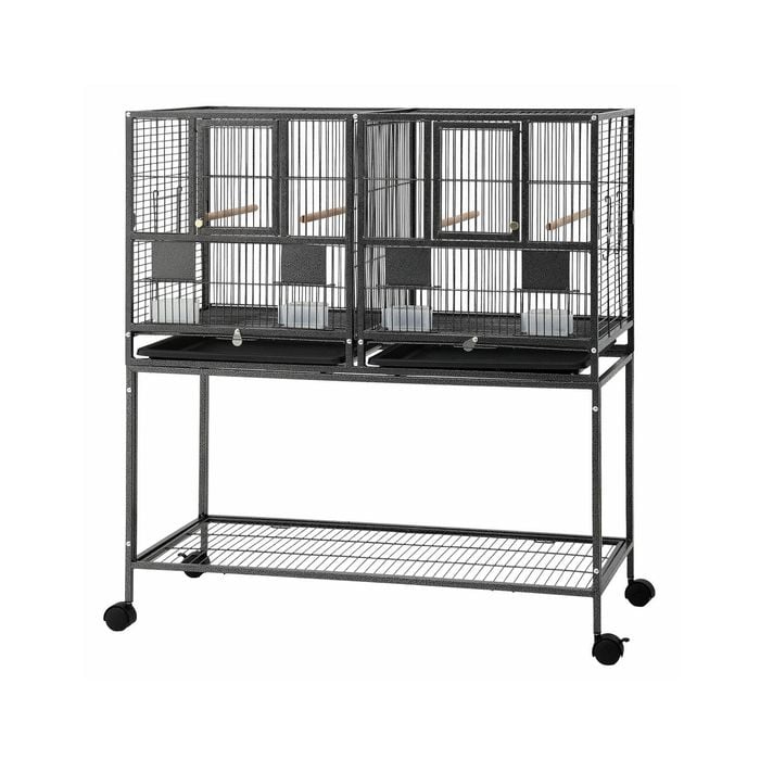 I.pet 106cm 2-in-1 Bird Cage Aviary With Divider Parrot Budgie Wheels Black