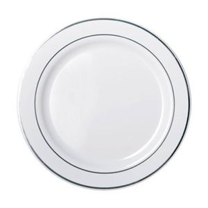 12x 6pc Partyware Heavy Duty Lunch Plates Set W/ Silver Lining 190mm White