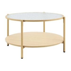 Elise Coffee Table Round Glass Top Oak