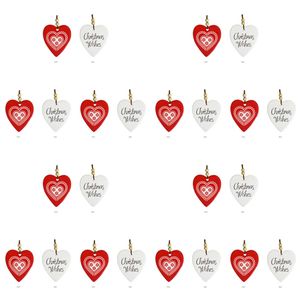 12PK LVD Ceramic Heart Christmas Folk Lace Home Hanging Display Decor 8x9cm Red