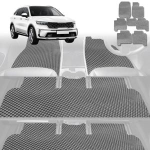 6D Diamond Car Floor Mats for Kia Sorento 2021-Current-Ultimate Set-Grey-Outback GT