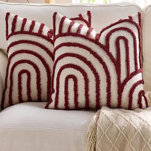 Gioia Casa 2-Pack Tufted Arch Cushion Covers 45cm x 45cm - Burgundy