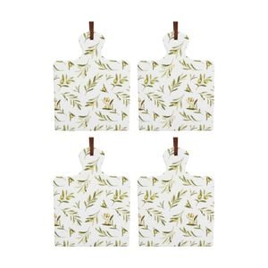 4pk Lvd Olives Square Ceramic/cork Trivet Home Kitchen Decor 20.5x15cm