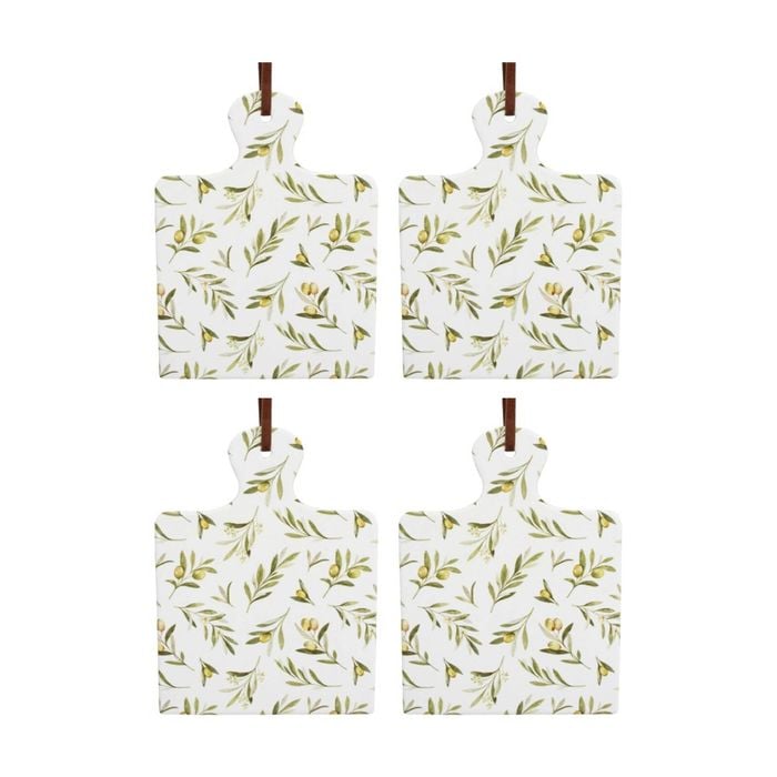 4pk Lvd Olives Square Ceramic/cork Trivet Home Kitchen Decor 20.5x15cm