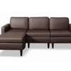 Moser PU Leather Sofa With Ottoman - Brown