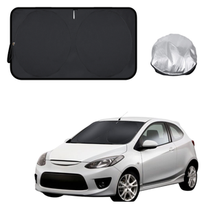 Front Windscreen Sun Shade for Mazda 2 2007 - 2014 DE - Standard 150 x 85 cm - Black