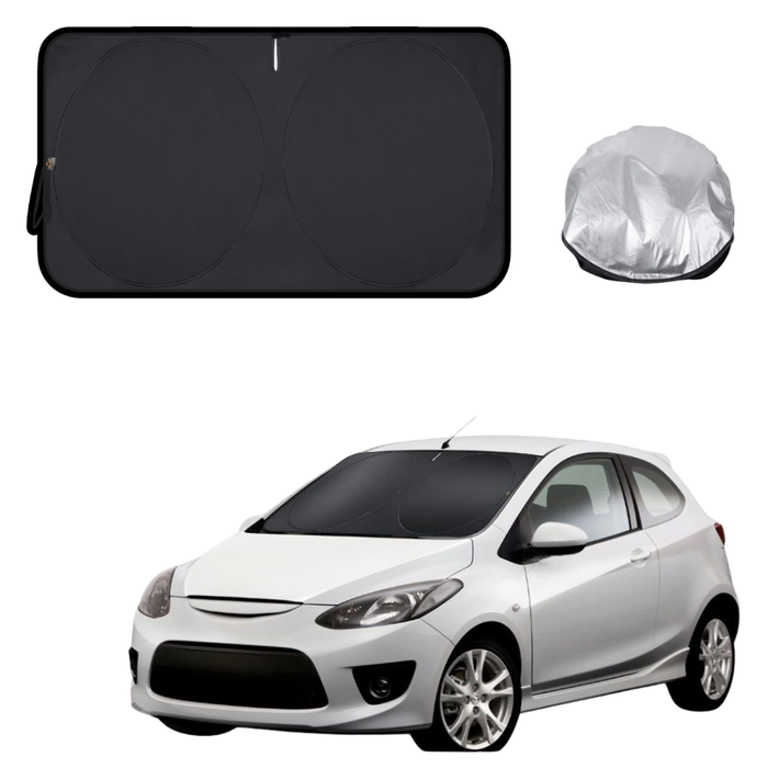 Front Windscreen Sun Shade for Mazda 2 2007 - 2014 DE - Standard 150 x 85 cm - Black