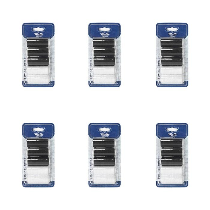 6x 5pc Malli 180m Diy Sewing Thread Spools Hand/machine Sewing Black/white