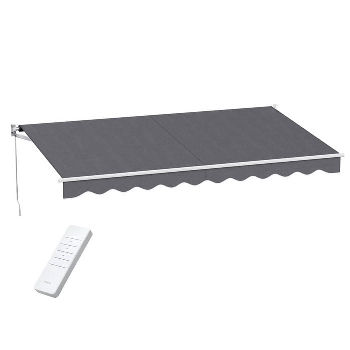 Instahut Retractable Folding Arm Awning Motorised Sunshade 4.5Mx2.5M Grey