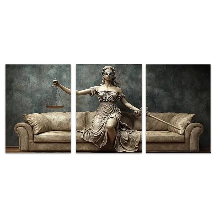 3pcs Legal Principles Themis Blindfolded Print 100% Australian Made 3 x 40x60cm (Metal Print)