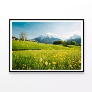 Meadows with Mountains  Print 100% Australian Made 120x90cm  (Poster)
