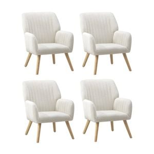 Oikiture 4x Armchair Lounge Sherpa White