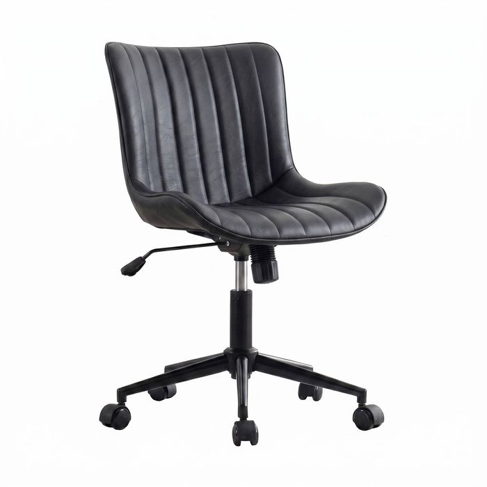 Familand Office Chair Desk Chairs Faux Leather With Rocking Function & 360°swivel In Black