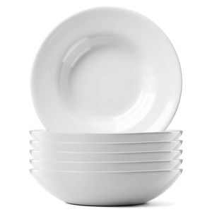 Argon Tableware Round Opalware Pasta Bowls - 20cm - White - Pack of 6