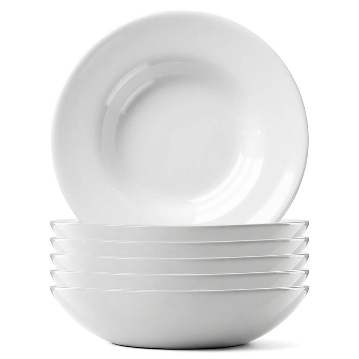Argon Tableware Round Opalware Pasta Bowls - 20cm - White - Pack of 6