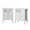 Oikiture 2x Bedside Table Nightstand 2 Drawer with Shelf Storage Cabinet White