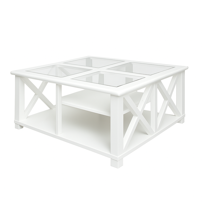 Beata Cross Hampton Style White Coffee Table