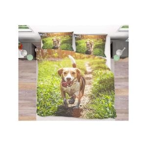 3D Lawn Dog 024 Bed Pillowcases Quilt King Size